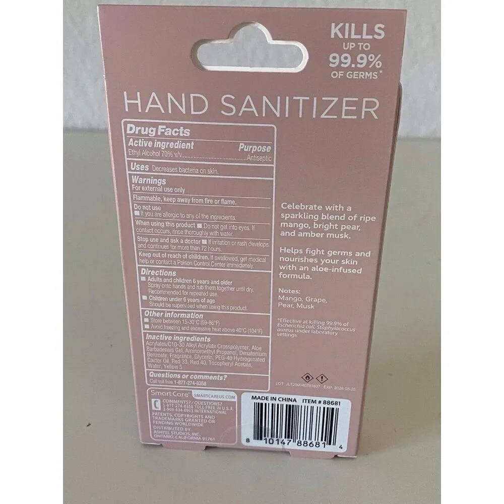 Smart Care Scented Hand Sanitizer Spray 1.35 Fl Oz Champagne Toast Hydrating NEW
